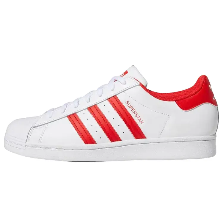 Adidas Superstar 'White Vivid Red' Men's, Shoe, Sneaker, Rubber, Casual Wear, Iconic Look, Leather Upper, Shell Toe, Signature Rubber Shell Toe, Everyday Street Outfits