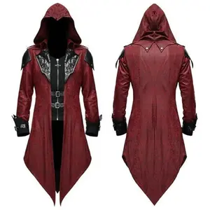 2 Color Assassin Cosplay Medieval Man Streetwear Hooded Jackets Outwear Costume Menswear Clothes