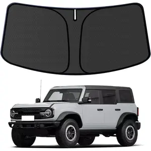 Bronco Customized Windshield Sun Shade for 2021-2025 2026 Bronco 2/4Door (Not for Bronco Sport) Front Window Sunshade Visor Protector Foldable Blocks UV Rays Keep Car Cooler Accessories