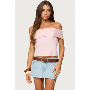 Blythe Ribbed Knit Fold Over Top