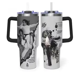 STORMMECH Michael Jackson 40oz Insulated Stainless Steel Beverage Tumbler with Handle, Lid & Portable Design, King of Pop Movie Merch, Music Legend Fan Gift