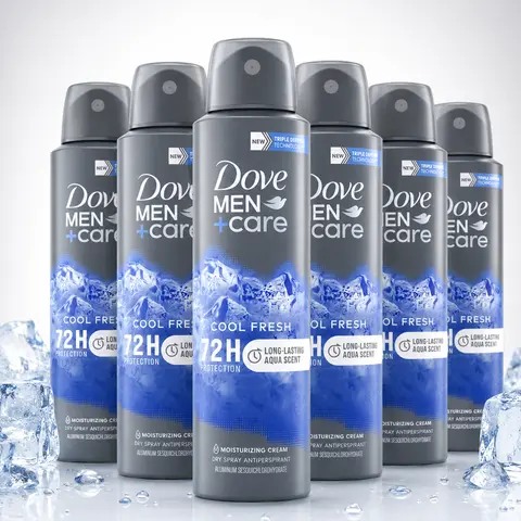 Dove Men+Care Cool Fresh Dry Spray Antiperspirant Deodorant Value Bundle - 5oz/150ml, 72H Sweat Protection, Triple Defense Technology, Aqua Scent, Everyday Wear, Moisturized, Long-Lasting Men's Multipack Set, Fresh Scent Deodorants