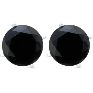 2ct Black Spinel Studs 6mm Earrings 14K White Gold
