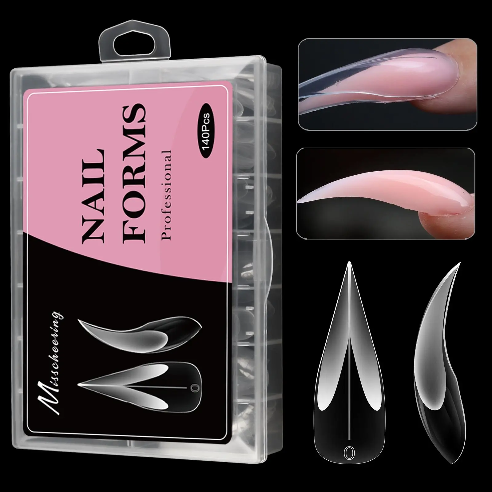 New Eagle Claw Nail-Forms 140pcs Crystal Extension Tips For Quick Gel Nails Paperless Nail Art Kit With Claw Shaped Design Salon