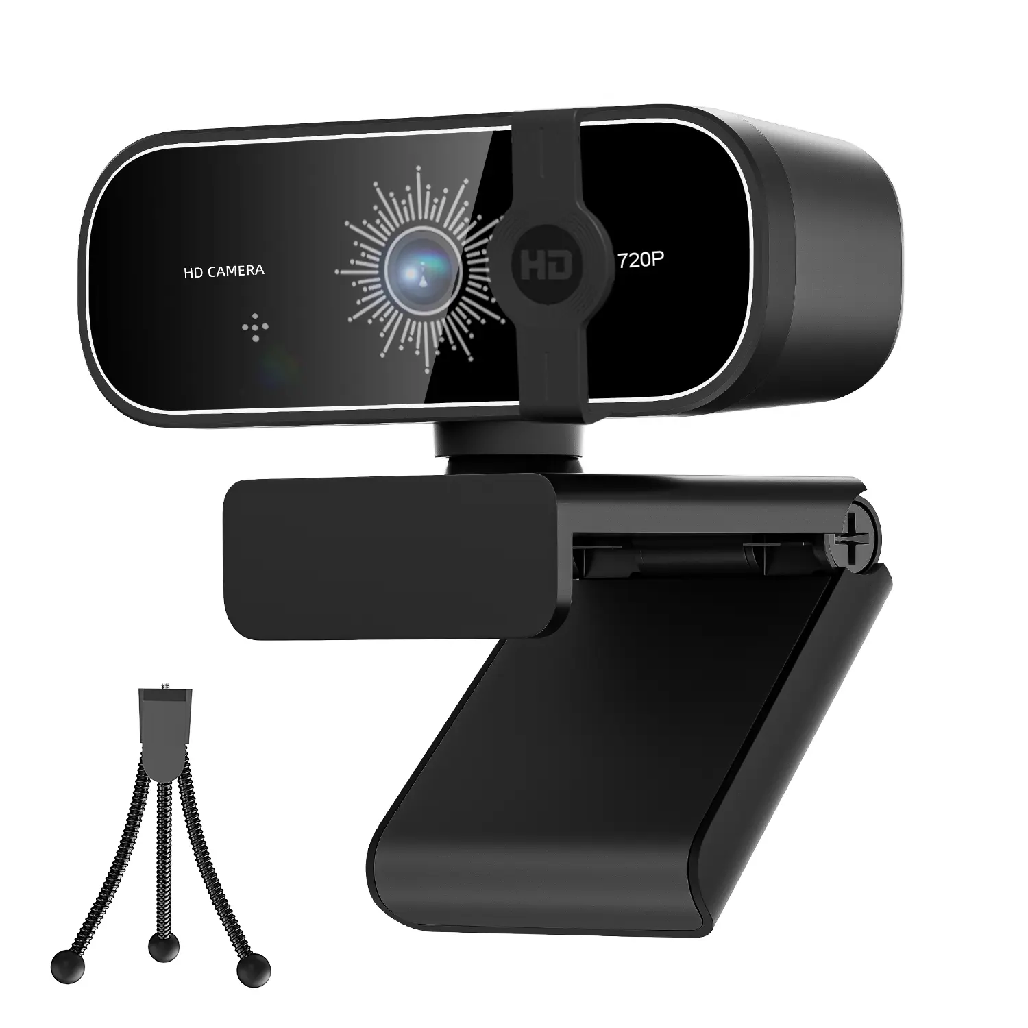Webcam with Microphone and Privacy Cover, USB Computer Camera with Tripod Stand, Auto Light Correction Web Camera for Zoom, Streaming, Online Meetings and Video Calls