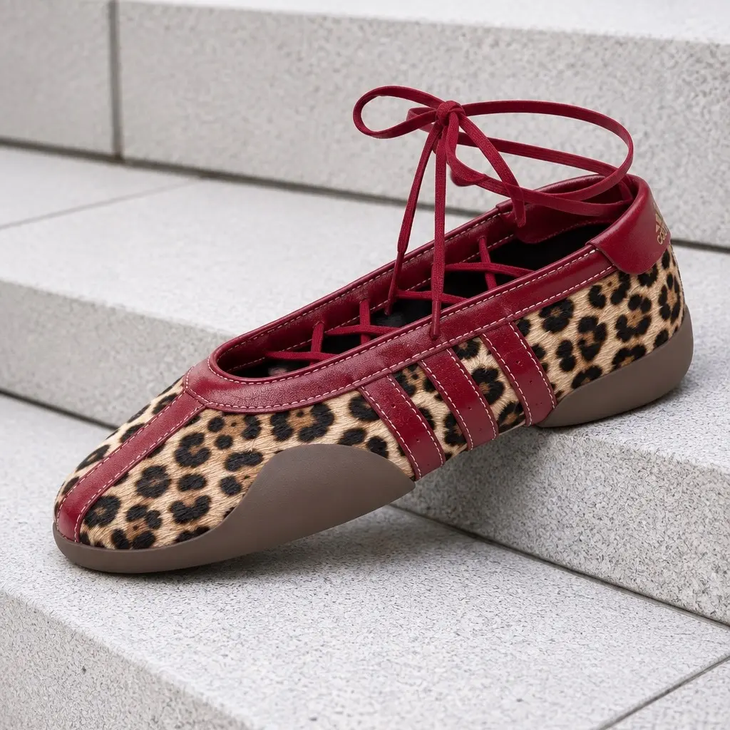 Adidas Taekwondo Mei Ballet Leopard Print Team Victory Red Women's Fashion Sneaker New
