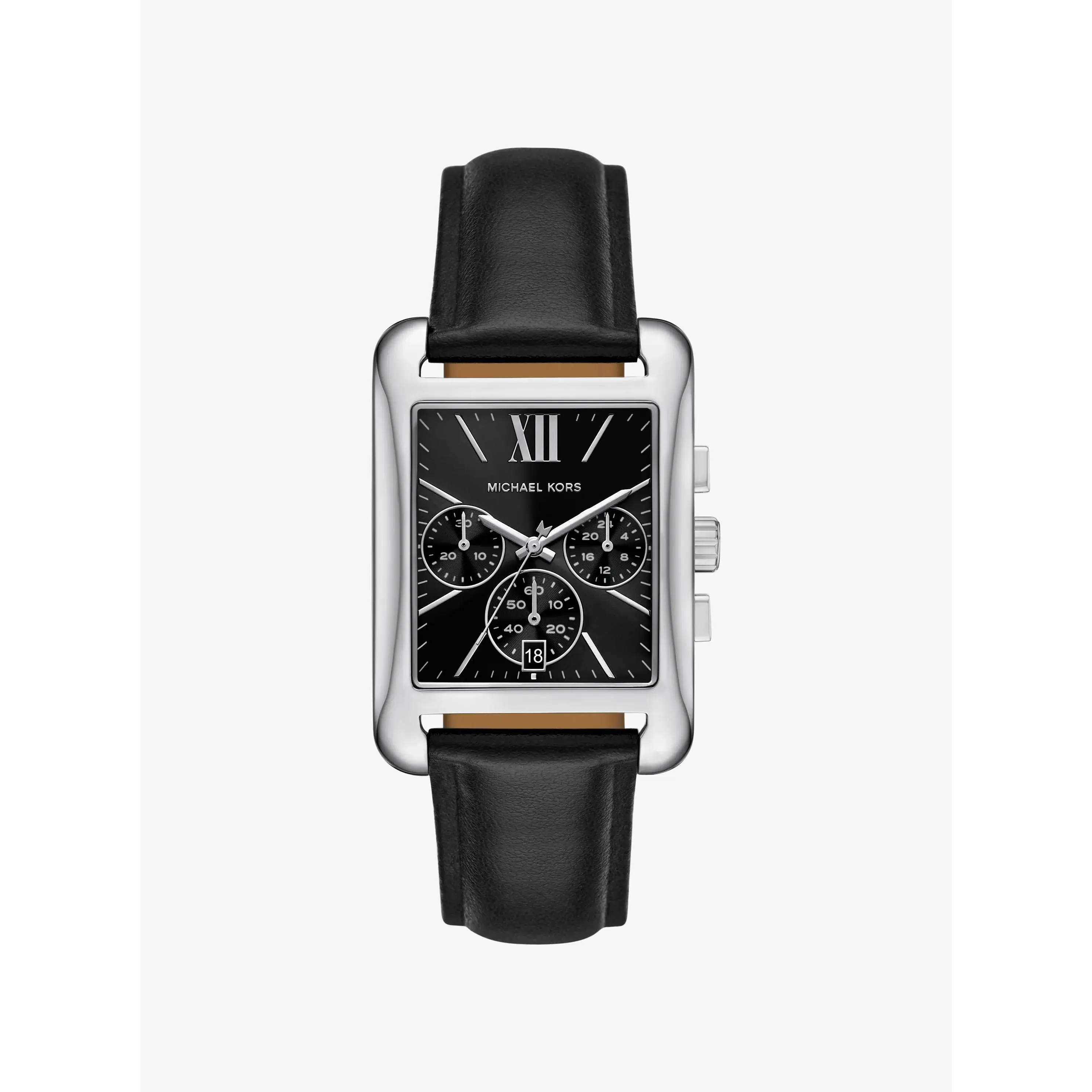Monroe Silver-Tone and Leather Watch