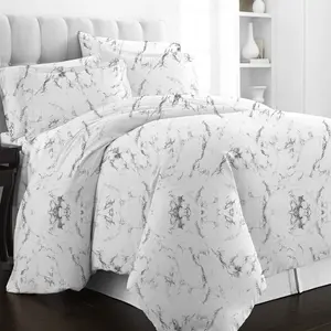 Pizuna Pure 100% Cotton  Duvet Cover Set, Luxurious 400 Thread Count Long Staple Cotton Sateen Weave with Button Closure