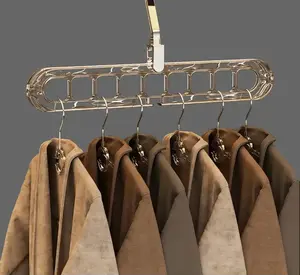 3/5-Pack Magic Space-Saving Hangers. 9-hole folding design, 360° rotating & anti-slip. The perfect heavy-duty closet organizer for dorm essentials. bedroom storage house