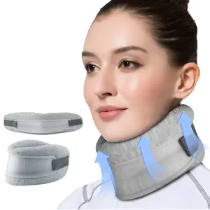 Neck Brace for Neck Pain and Strong Support, Soft Cervical Collar for Sleeping Upright, Snoozing - Stabilizes & Relieves Pressure in Spine for Women & Men (Grey, M, 3.5" Depth Collar)