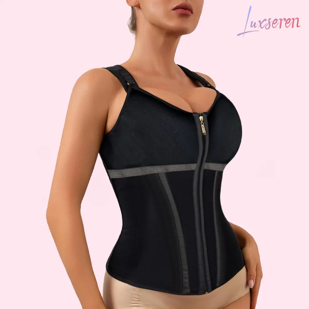 LUXSEREN Women's Colombian Seamless Faja Shapewear - Minimalist Basic Soft Padded Stretchy High-Compression Bodysuit, Lightweight Smooth Fabric, Adjustable Tummy Control, Wireless Bra, Waist Trainer, Zipper-Hook Closure, Ideal for Workouts & Bridal Wear,,