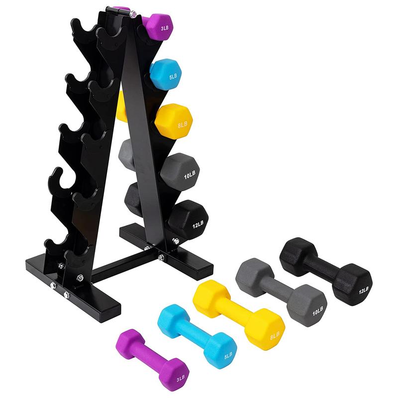 BalanceFrom Fitness Neoprene Coated Dumbbell Set with Stand