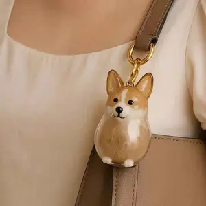 Cute Transparent Dog Hair Keepsake Keychain, Pet Hair Storage Capsule for Golden Retriever Corgi Samoyed, Pet Memorial Gift   day gift Mini Plush Cuddly