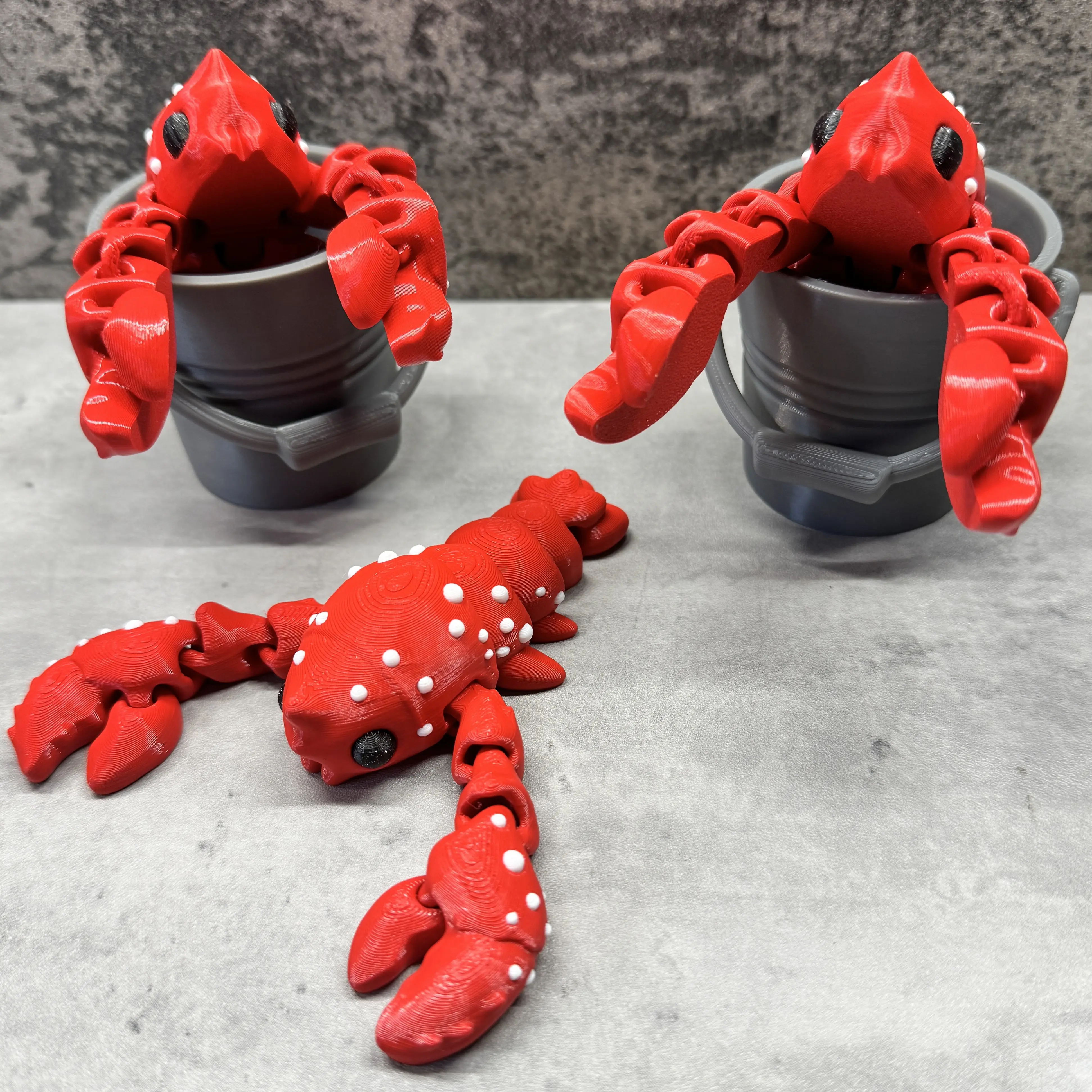 3D Printed Articulated Lobster in Bucket