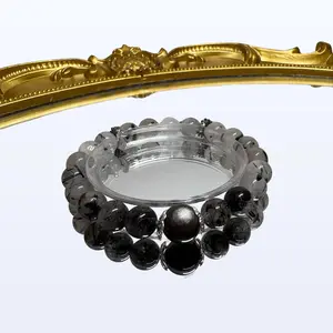 Black Rutilated Quartz × Silver Obsidian | Shield & Power Bracelet