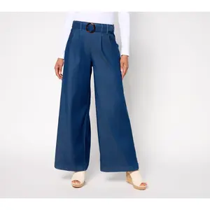 Studio Park x Rosina Grosso Petite Pull-On Stretch Lyocell Wide Leg Pant