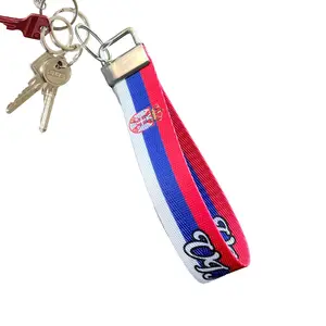 Personalized Serbian Flag Keychain Wristlet - Custom Text Nylon Key Fob with Durable Design