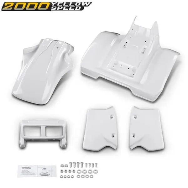 Front & Rear Fender Complete Set, 1 White ABS Plastic Mud Flaps for Honda ATC 350X 3-Wheeler 1985-1986, All Seasons Fit, Easy Installation