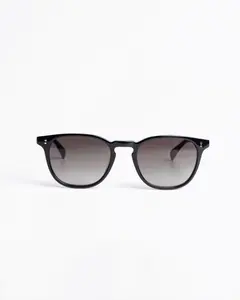 WESLEY - Black Vintage-Inspired Round Frames Modern Comfort Premium Acetate Sunglasses in Matte Black Finish