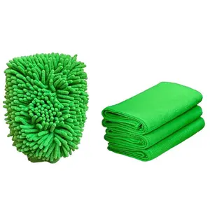 Super Absorbent Chenille Cleaning Set, Includes Gloves & 3 Cloths, Multi-Purpose Dishwashing Mitts for Car Kitchen Home Use