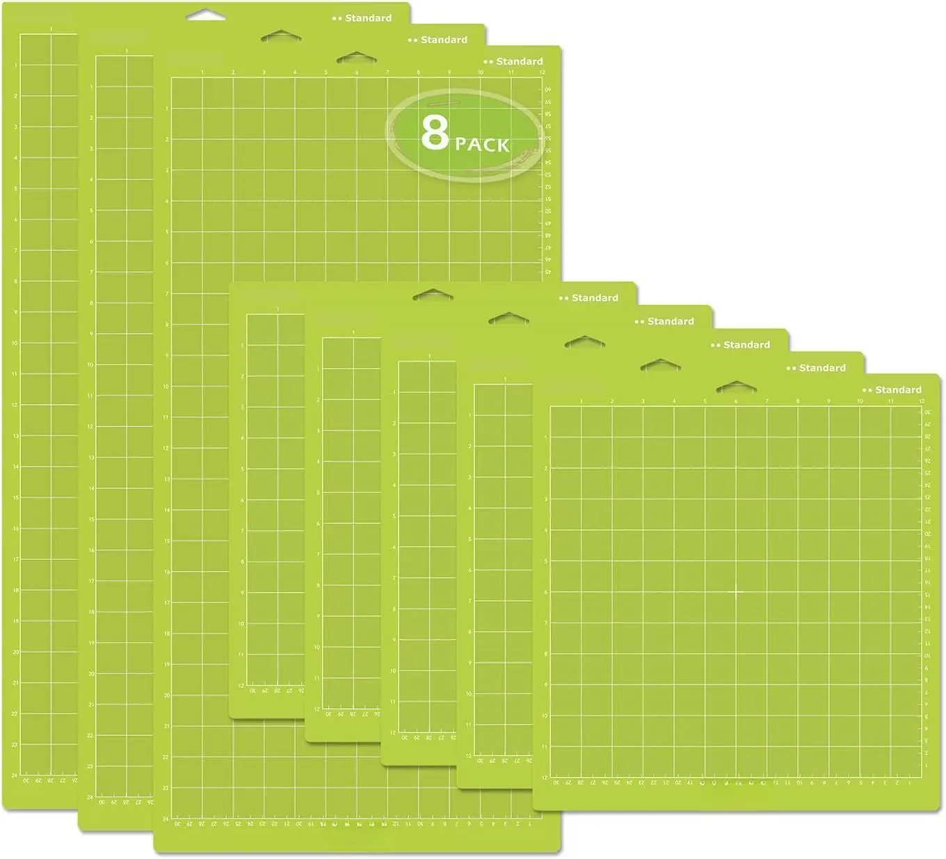 Office Cutting Mats Bundle - 12x24 Inch (3 Packs), 12x12 Inch (5 Packs), Tacky Surface, Keep Out of Dust, for Arts & Crafts Projects, Medium-Weight Materials