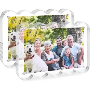 2 Pack  Picture Frame, 4x6 inch  Picture Frames, Double Sided  Frames,10+10mm Thick Block,Clear  Frame for Recording Memories, for  Office Decor (2Pack, 4X6)