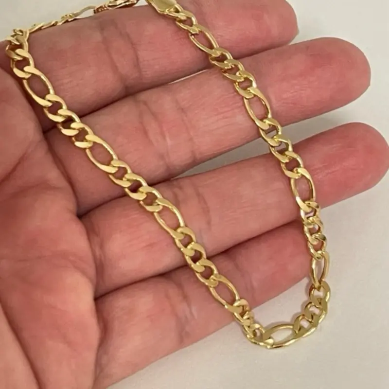 18k Gold Plated Figaro Bracelet 8.5” inches