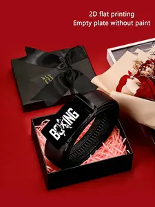 Men's Boxing Theme Art Design Belt, Durable High-Quality Gift Boxed Waistband, Business Casual Automatic Buckle, Perfect Father's Day Valentine's Gift