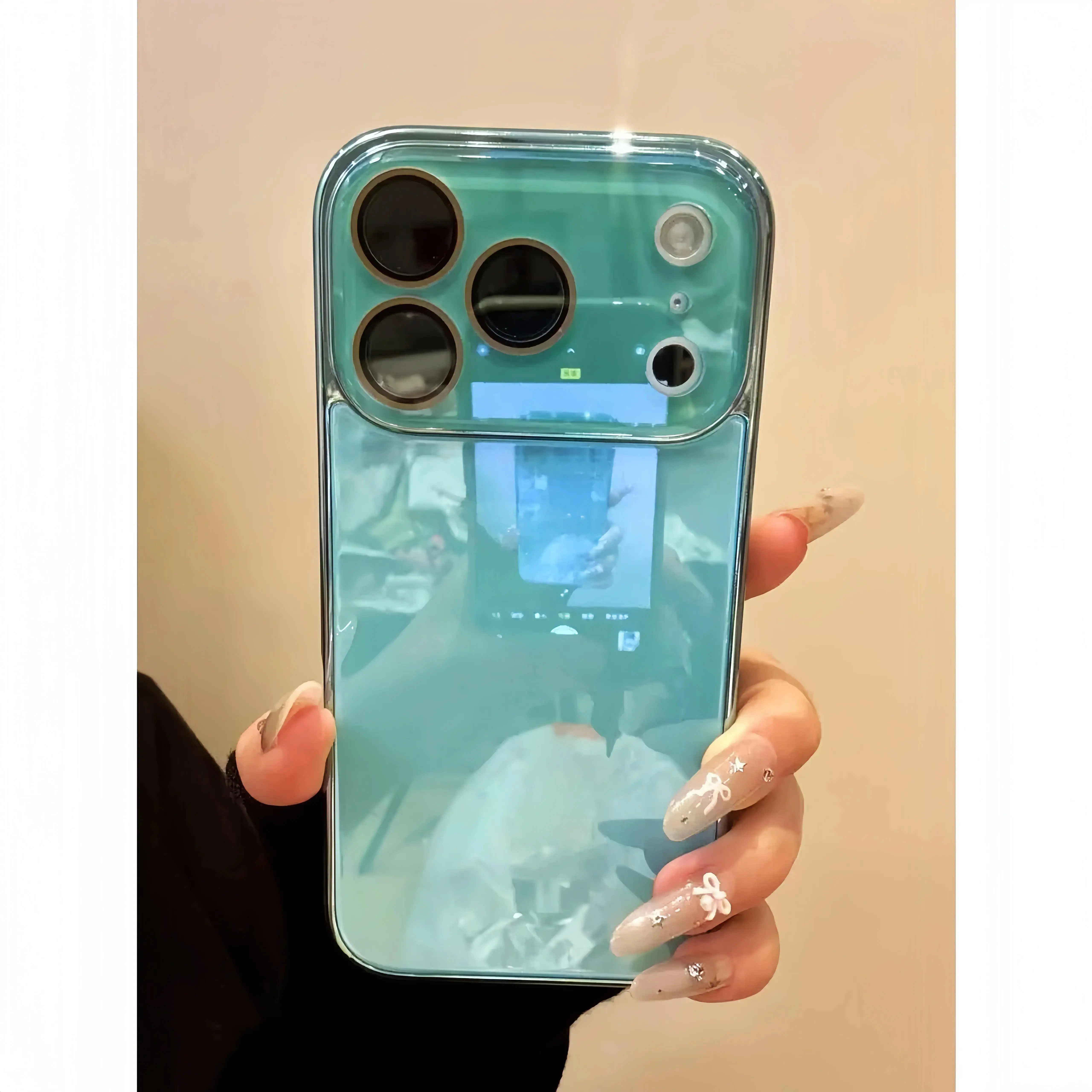 Tempered Glass Camera Cover Phone Case with High Gloss Shine Enhancing Design, Plated Shockproof Bumper, Hard Back - Compatible with iPhone 17/16/15/14/13/12 Pro Max, Includes Screen Protector & Protection Accessories