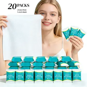 Compressed Towels Tablets, Disposable Washcloths for Travel & Camping, Soft Face Towels, Portable, Lint-Free, 20 Count Pack