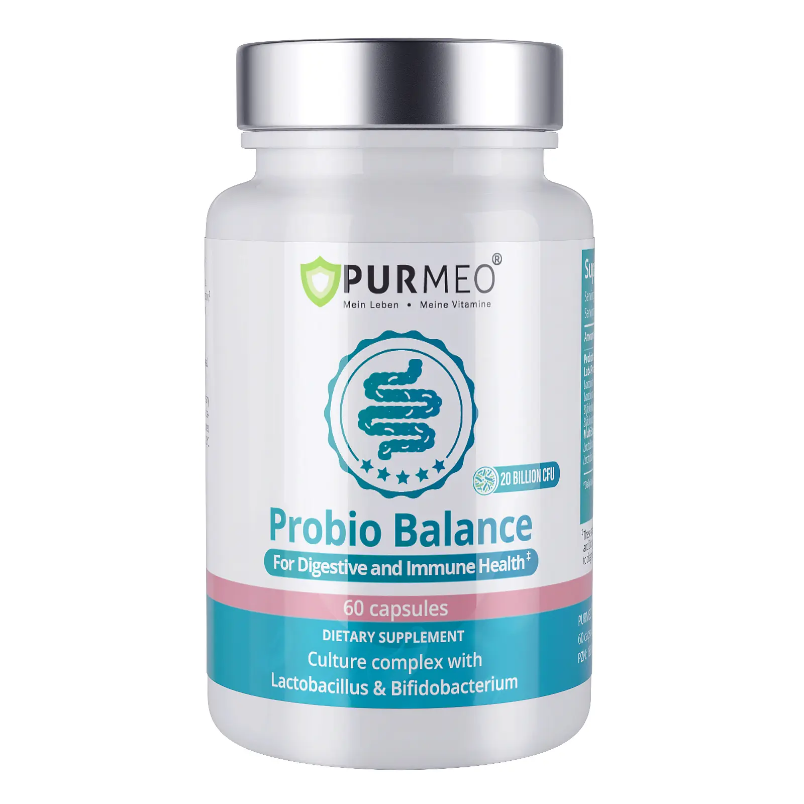 Purmeo Probiotics 20X Lab4 Strains for Digetive, Balance IBS,  Gut & Immune Health, Pro Formula for Men & Women, Probiotic Capsules Support Diarrhea, Bloating and Gas, Shelf Stable, Vegan, Gluten Free, 60 Days Supply