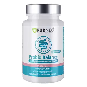 Purmeo Probiotics 20X Lab4 Strains for Digetive, Gut & Immune Health, Balance IBS, Pro Formula for Men & Women, Probiotic Capsules Support Diarrhea, Bloating and Gas, Shelf Stable, Vegan, Gluten Free, 60 Days Supply
