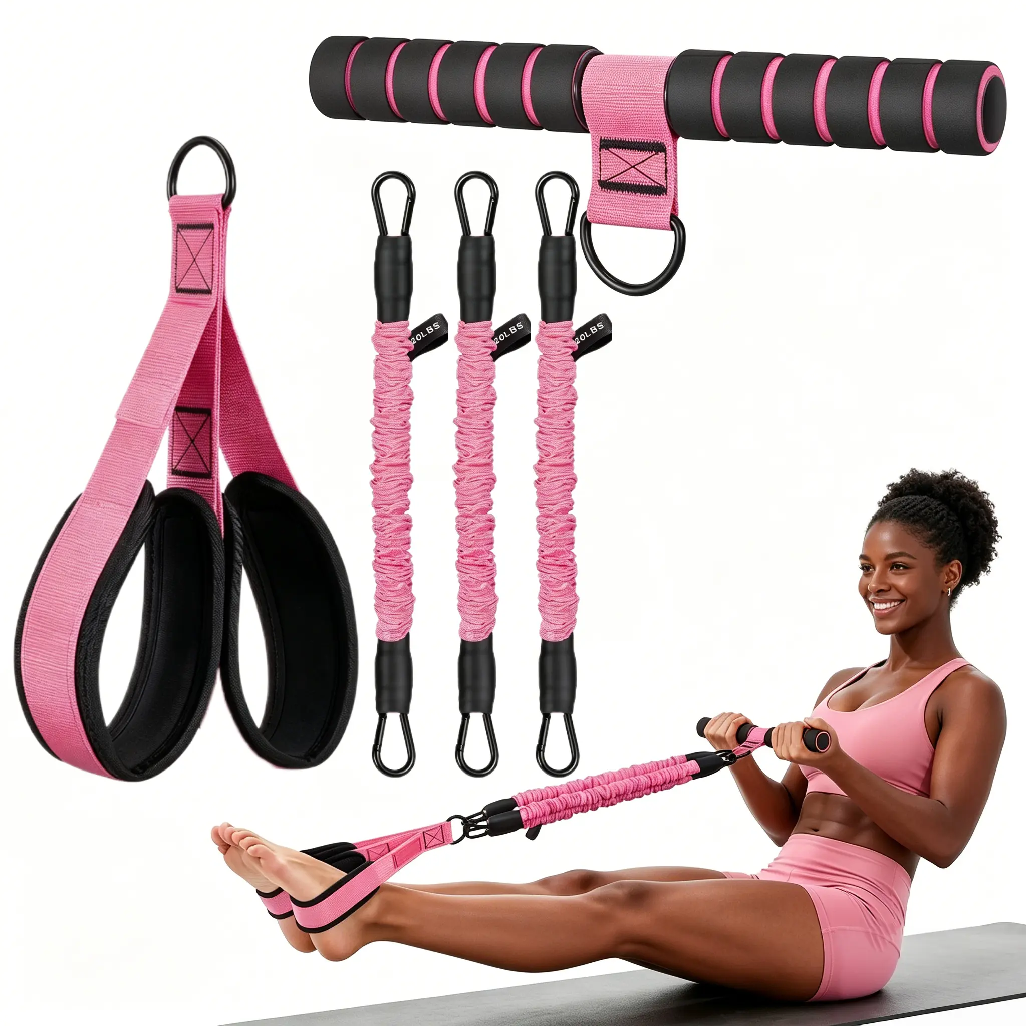 Pedal Puller Resistance Band - Durable Latex Tubes, Soft ft Pedals, Multifunctional Fitness Gear for Women’s Arm, Leg, Waist Workouts, Resistance Band Training & Pilates Home Exercise, Arm Workout For Woman