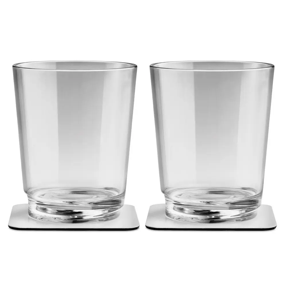 Magentic Drinking Cups with Metallic Nonslip Coasters - The Classic - Set of 2