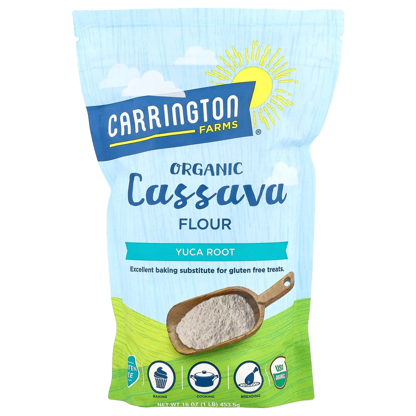 Carrington Farms Organic Cassava Flour, Yuca Root, 16 oz (453.5 g) Carrington Farms Organic Cassava Flour, Yuca Root, 16 oz (453.5 g)