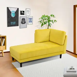 Yellow Velvet Modular Sofa - 66" Convertible Chaise Lounge, Compact Upholstered Couch for Small Spaces (Living Room/Bedroom)