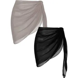 Ekouaer 2 Pieces Women Beach Sarongs Sheer Cover Ups Chiffon Bikini Wrap Skirt for Swimwear S-XXL Ekouaer