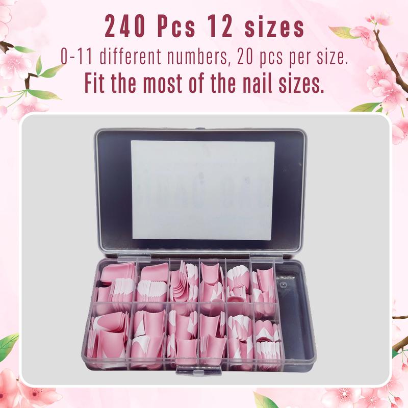 NOVO OVO French Tip Short Duck Nail Tips Press on, Pre-designed Soft Gel Nail Extension, BERRY PINK Pre-applied Tip Primer & Base Coat, Full Cover Matte Vrial False Nails for DIY x 12 Sizes 240 pcs【NO GLUE ,TOP COATAND LAMP INCLUDED】