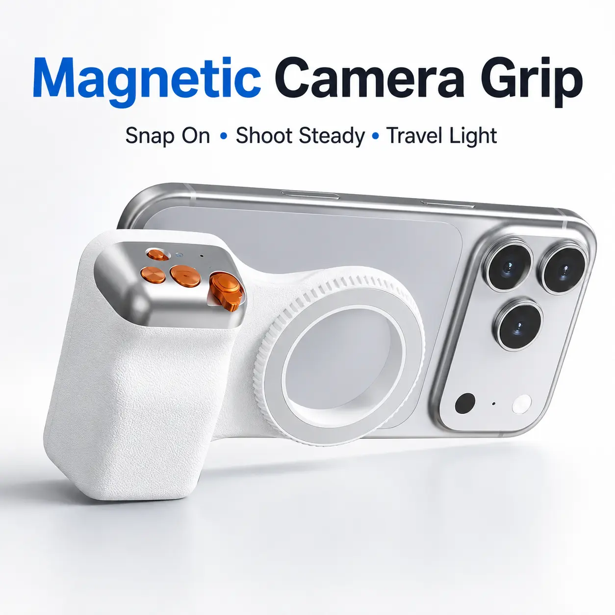 XRDKJ Compact Magnetic Smartphone Camera Grip - Strong Magnetic Handheld Handle, Cellphone Camera Accessory for Vlogging, Outdoor Sports, Steady Shots