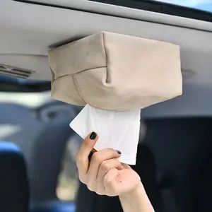 Magnetic Car Tissue Holder That Sticks ANYWHERE!  Super Strong Grip, Soft Suede, Includes 2 FREE Adapters (Clip & Sheet). Never Drop Again!