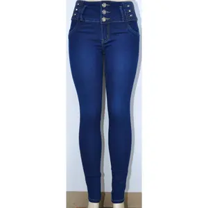 USC-F025 Sexy Bohemian Braided Butt Lifter Levante Cola Jeans Push Up Blue with Rhinestone Buttons & Faux Pockets Women's Bottoms All Seasons Denim Pants