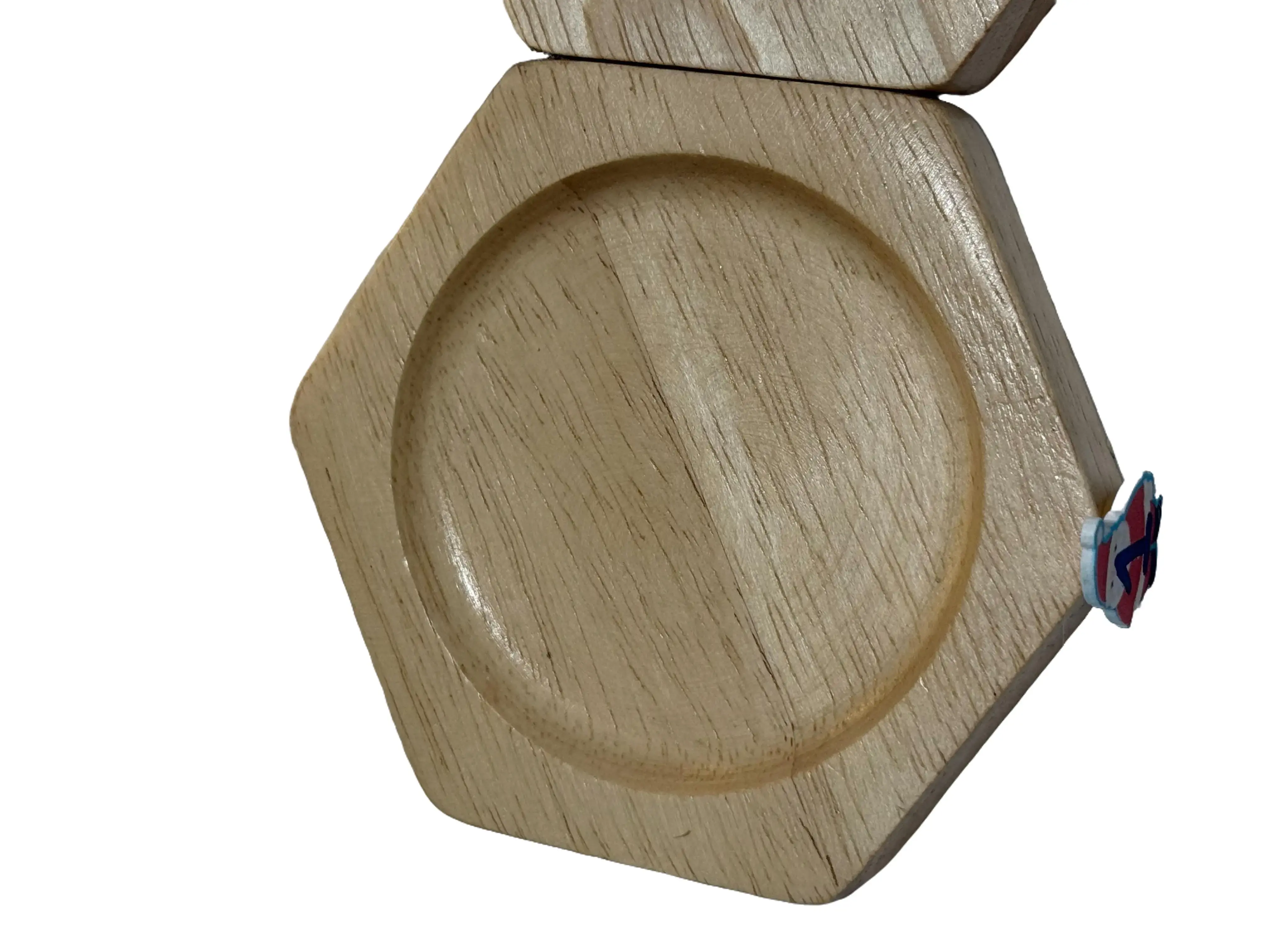 Aesthetic Hexagonal Wooden Tray with Colorful Decorative Elements for Home & Tableware Display, Kitchen Serving Use