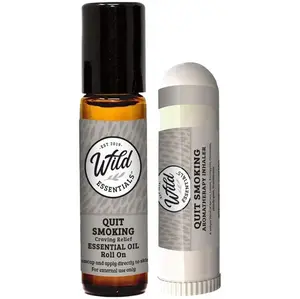 Quit Smoking Nasal Inhaler and Roll On Essential Oils, 2 Piece Set, Stop Smoking Aid, Helps Relieve Cravings, Soothes Lungs, All Natural