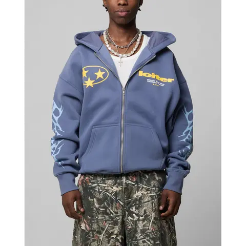Loiter Solar Zip Hoodie Blue