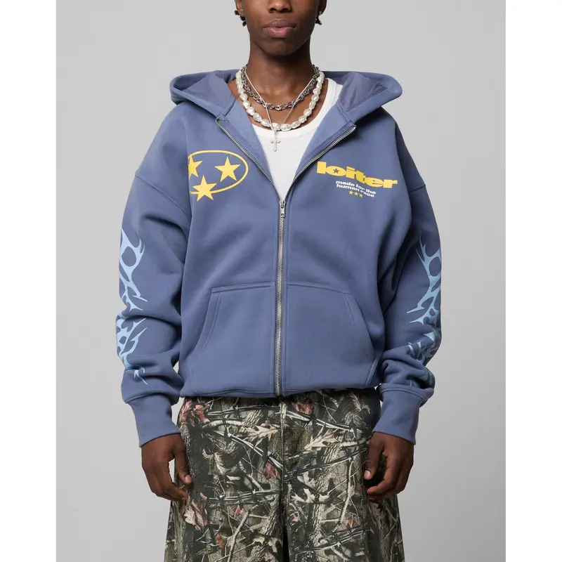 Loiter Solar Zip Hoodie Blue