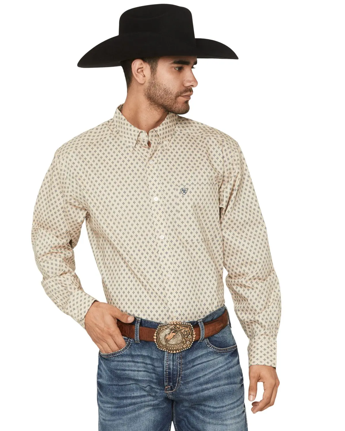 Ariat Men's Men'S Stu Geo Print Long Sleeve Button-Down Western Shirt - 10073592
