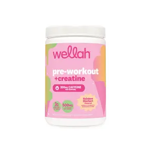 Wellah Pre-Workout + Creatine For Woman | Caffeine Supplement | 3g Creatine Monohydrate Per Serving | 200mg Natural Caffeine | 500mg L-Glutamine Per Serving | 30 Servings