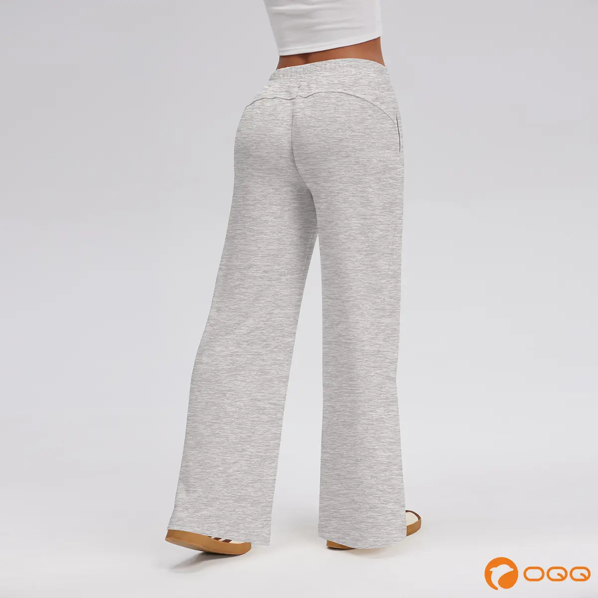 OQQ Women's Low Waist Wide Leg Lounge Pants With Pockets Soft Stretchy Casual Sweatpants Basic Comfort Straight Pants Everyday Bottom Minimalist Trouser