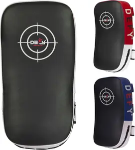 Defy Sports Leather Thai Pads - Strike Curved Karate Pads with Double Layered Buckle Straps, Durable & Lightweight for Boxing, Karate & MMA Training