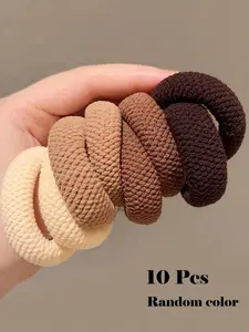 10-Piece Mixed Color Thick High Elastic Seamless Hair Ties, Suitable for Women's Ponytail Styles, Everyday Fashion for Work, Scrunchie